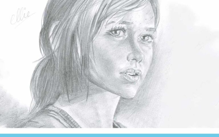 Realistic Pencil Drawing of Ellie from the video game The Last of Us, by Artist Sophie Lawson