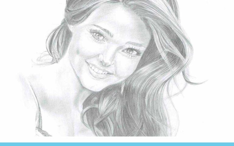 Realistic Pencil Drawing of Victoria's Secret model Miranda Kerr, by Artist Sophie Lawson