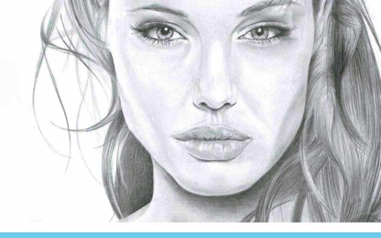 Realistic Pencil Drawing of Actress Angelina Jolie, by Artist Sophie Lawson