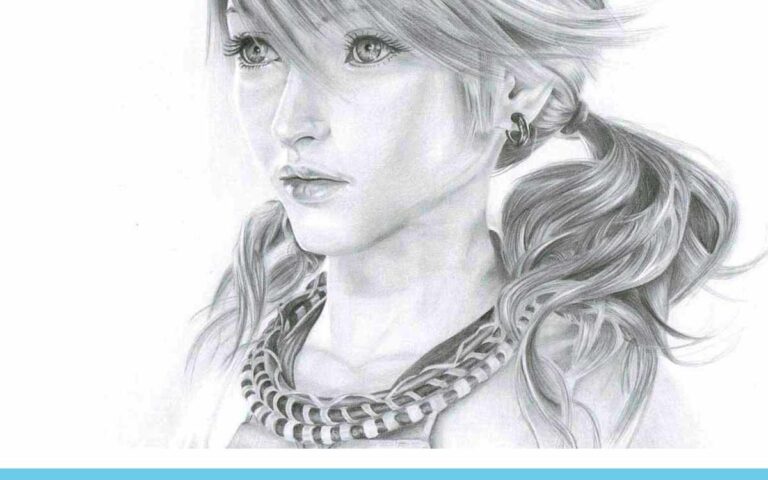 Realistic Pencil Drawing of Vanille from the video game Final Fantasy XIII, by Artist Sophie Lawson