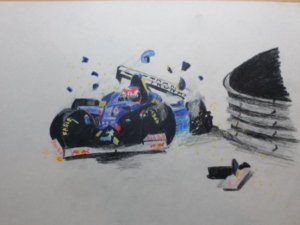 Johnny Herbert Monaco Crash F1 Drawing