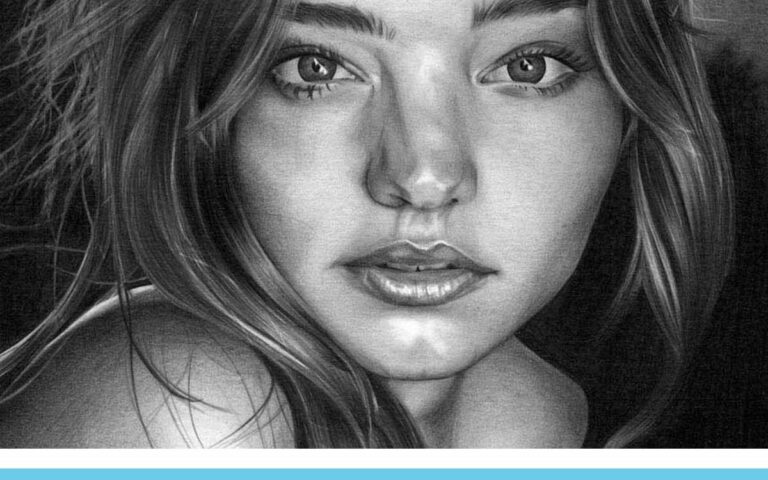 Realistic Pencil Drawing of Victoria's Secret model Miranda Kerr, by Artist Sophie Lawson