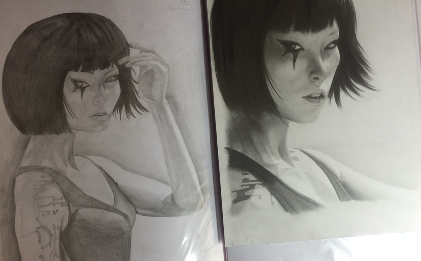 Faith from Mirrors Edge 12 month Drawing progress, by Artist Sophie Lawson
