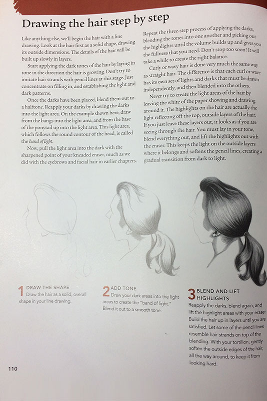 Page 110 - The chapter on Hair is my favourite, HOW TO DRAW LIFELIKE PORTRAITS FROM PHOTOGRAPHS by Lee Hammond