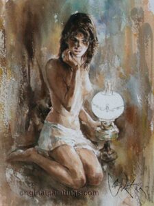 Lamp Light Girl by Inspirational Artist Gordon King