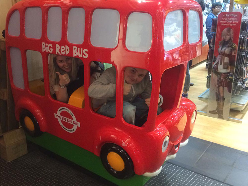 Beep Beep! My Sister and Nephew driving a London bus. Notice Lightning in the background :), by Artist Sophie Lawson