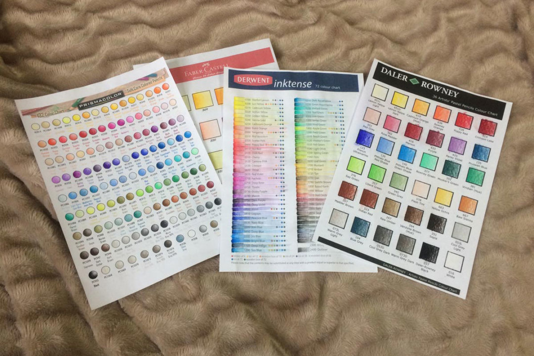 BLANK COLOURED PENCIL COLOUR CHARTS &amp; VALUE SCALES