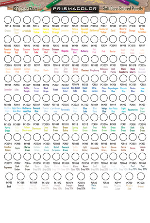 132 Prismacolor Premier Pencils Blank Colour Chart, by Artist Sophie Lawson