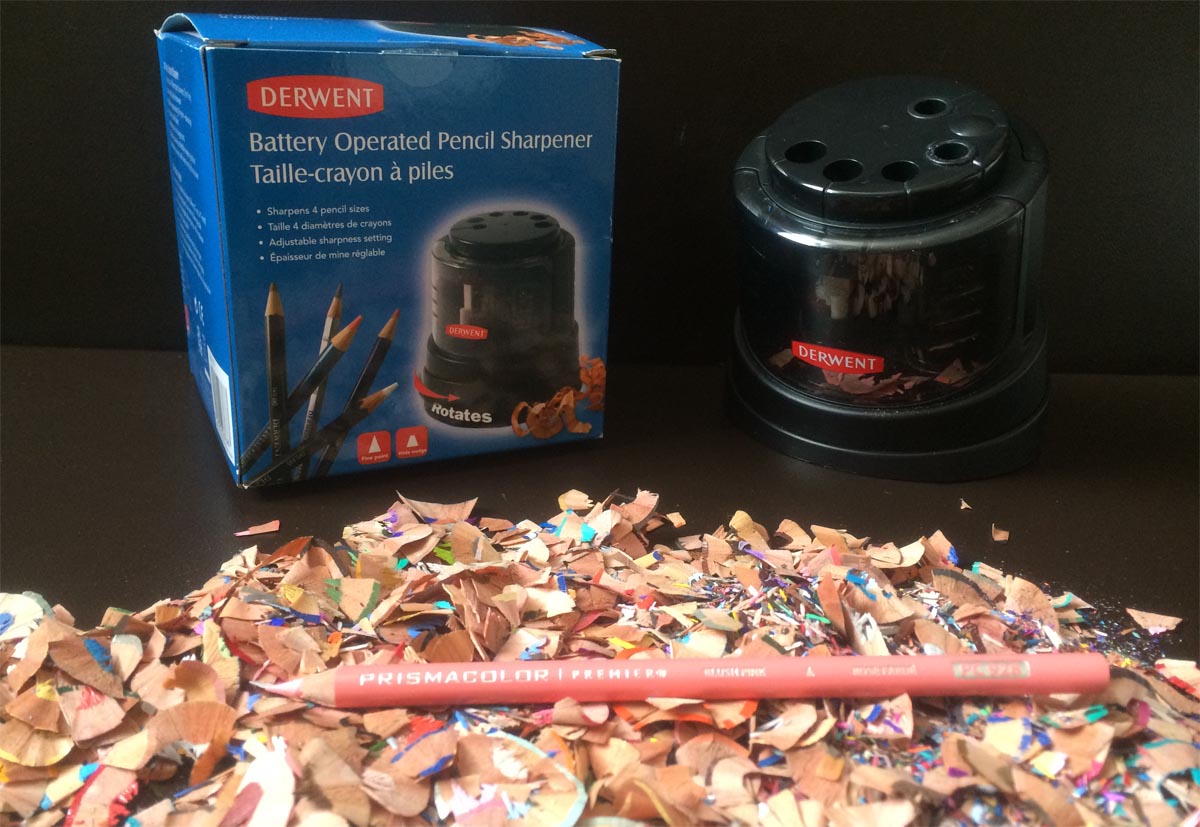 Derwent Battery Operated Pencil Sharpener, Recommended Art Tool by Artist Sophie Lawson