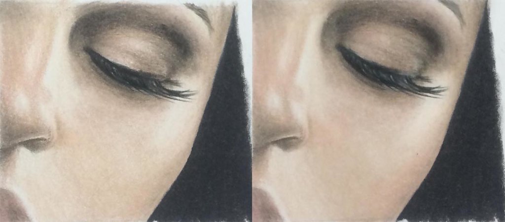 Zest It Pencil Blend Before and After Segment Drawing, by Artist Sophie Lawson