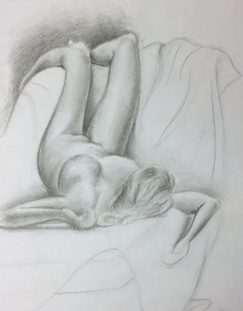 Life Drawing with Ian Barlow, 2015 Drawing by Artist Sophie Lawson