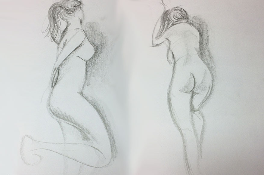 Life Drawing with Ian Barlow, Quick Sketches from 2015 by Artist Sophie Lawson