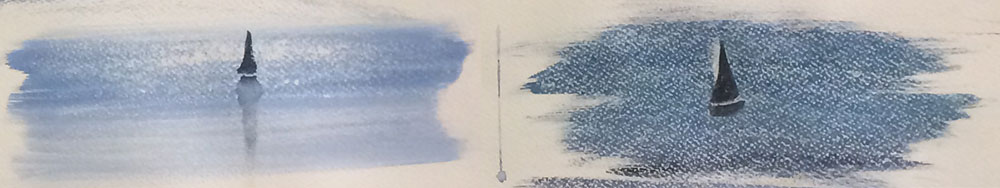 Sparkling Sea Dry Brush vs Light Sandpaper, with Watercolour Artist Wendy Parkyn