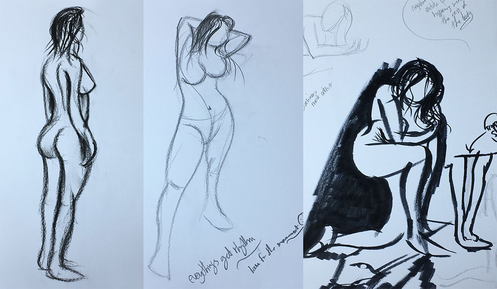 Life Drawing with Ian Barlow, Quick Sketches by Artist Sophie Lawson