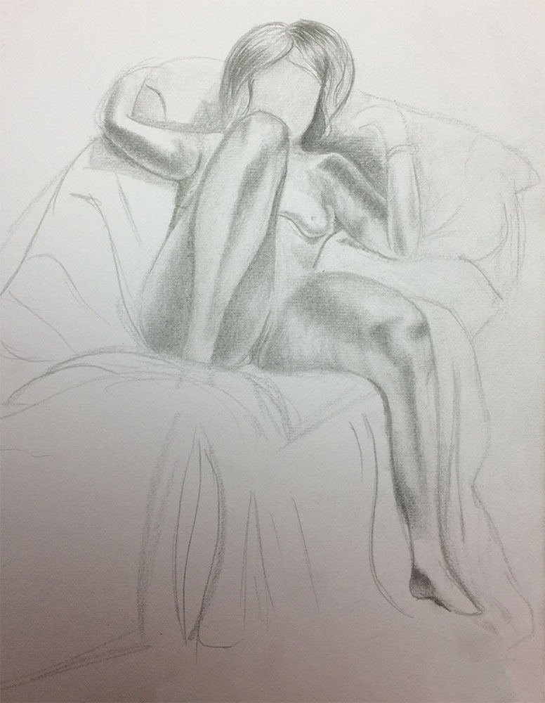 Life Drawing with Ian Barlow, 2017 Drawing by Artist Sophie Lawson