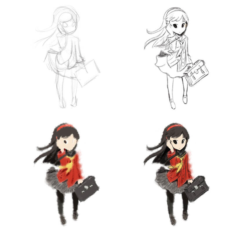 Yukiko from persona 4 Digital Sketch Drawing by Artist Sophie Lawson