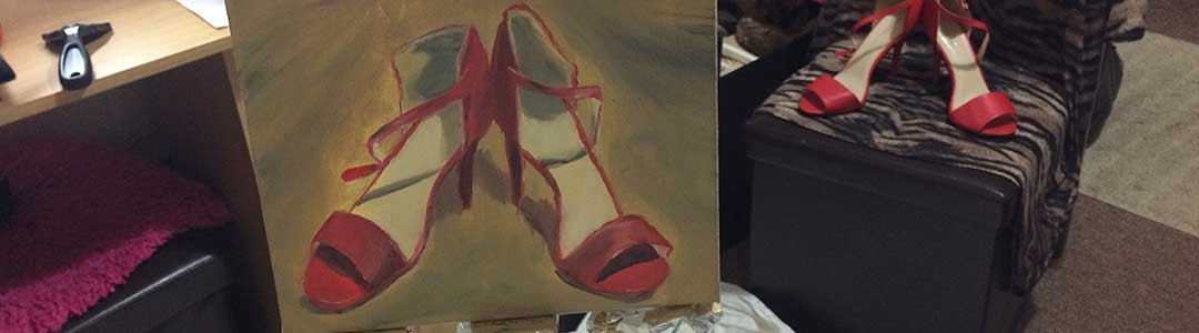 Six Days of High Heels Still Life Painting, in the February 2018 30 in 30 Painting Challenge, with Transgender Artist Sophie Lawson