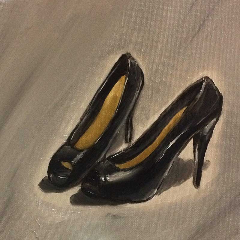Black High Heels Still Life Painting: 30 in 30 Painting Challenge 2018, with Artist Sophie Lawson