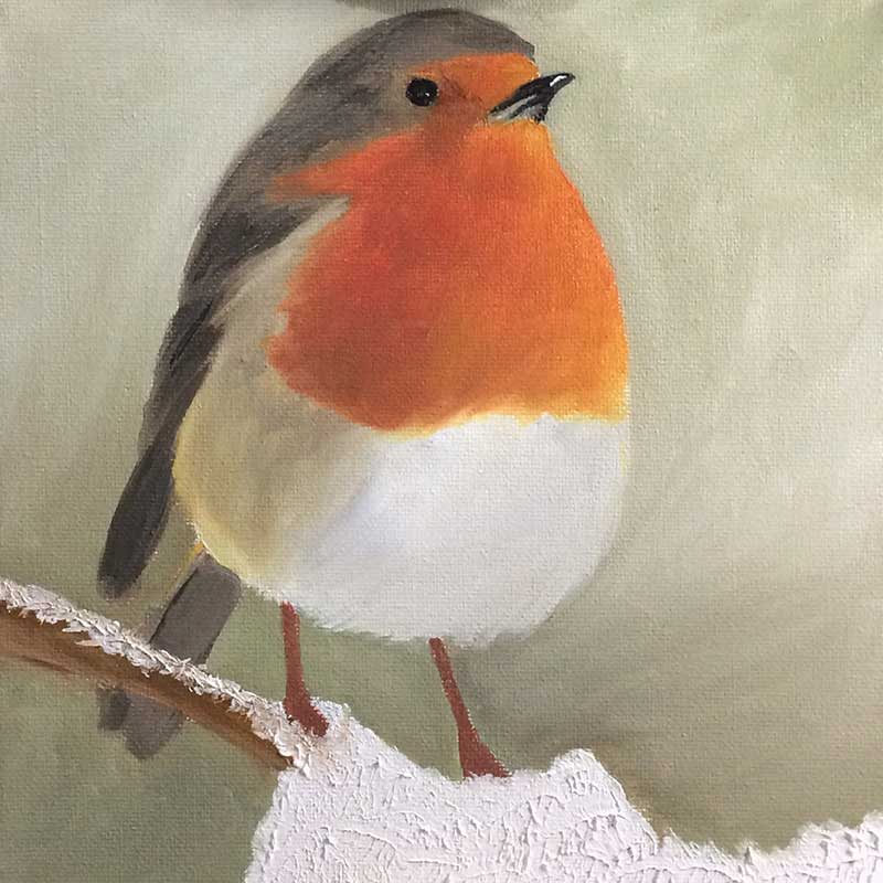 Painting of a Robin by Transgender Artist Sophie Lawson