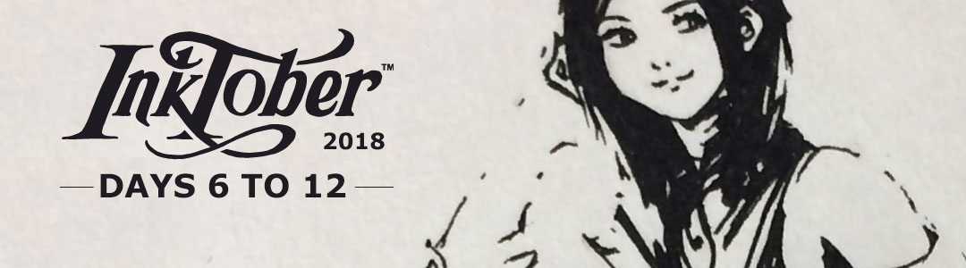 Inktober 2018, Traditional Drawings from days 6 to 12 of Final Fantasy XIII Characters and lilSOPHIE, with Transgender Artist Sophie Lawson