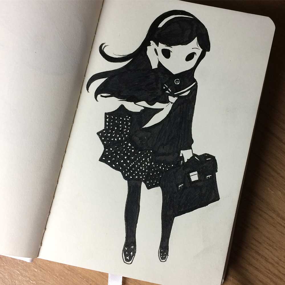 Yukiko Amagi From Persona 4 Ink Drawing. Day 2 of Inktober 2018, with Artist Sophie Lawson