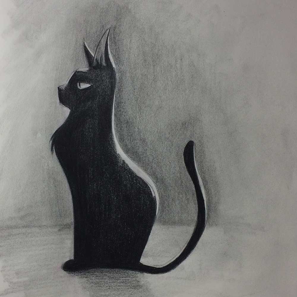 SKETCH OF A JAMES A. CASTILLO CAT FROM CHARACTER DESIGN QUARTERLY MAGAZINE 1 for Cats of June 2019 Art Challenge, with Transgender Artist Sophie Lawson
