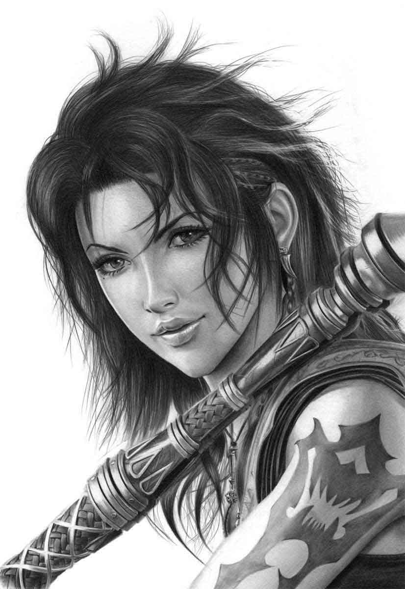 Fang from the Video Game Final Fantasy XIII Graphite Realistic Pencil Drawing, by Transgender Artist Sophie Lawson