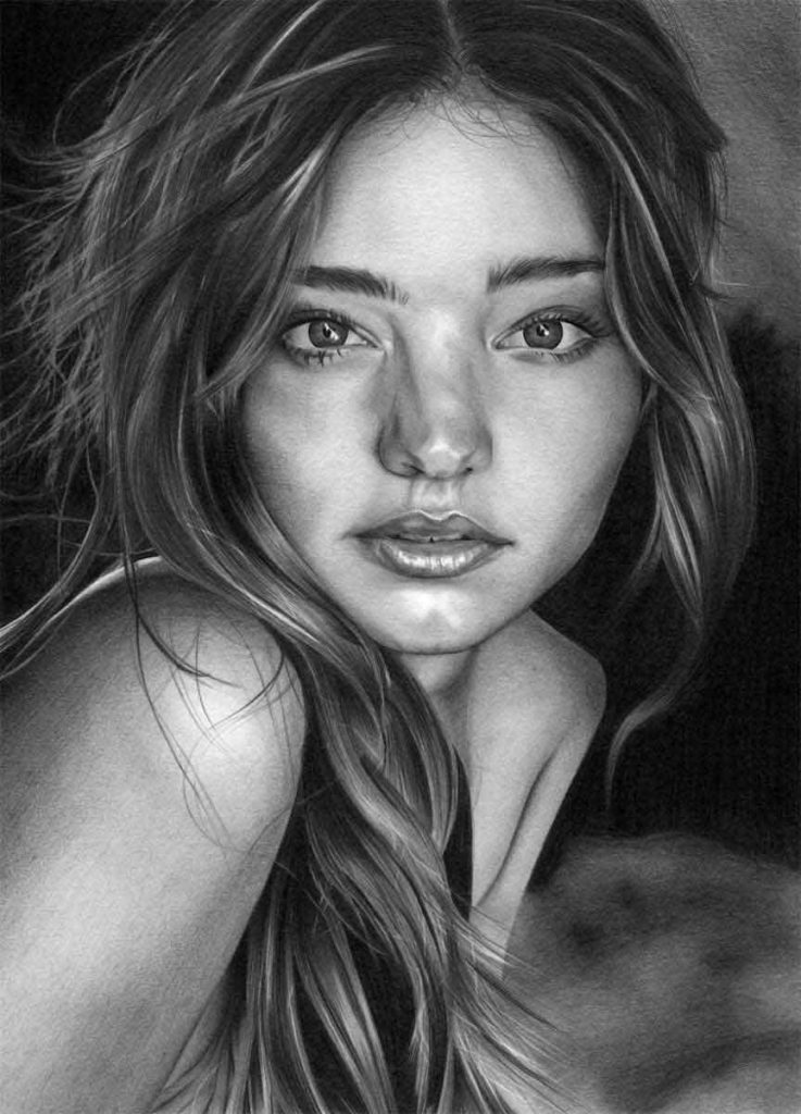 Miranda Kerr Pencil Drawing, By Artist Sophie Lawson