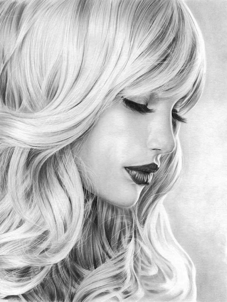 GIRL WITH LASHES REALISTIC PENCIL DRAWING