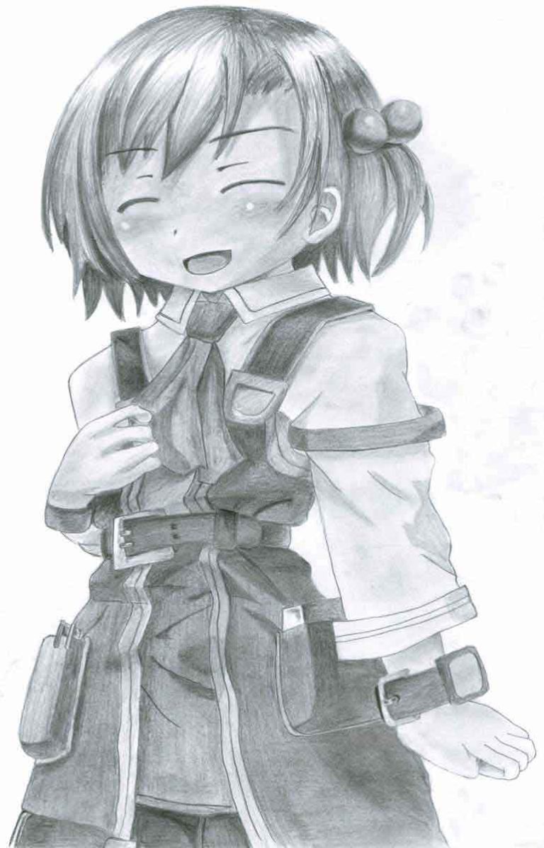 Realistic Pencil Drawing of Recette from the video game Recettear: An Item Shop's Tale, by Transgender Artist Sophie Lawson