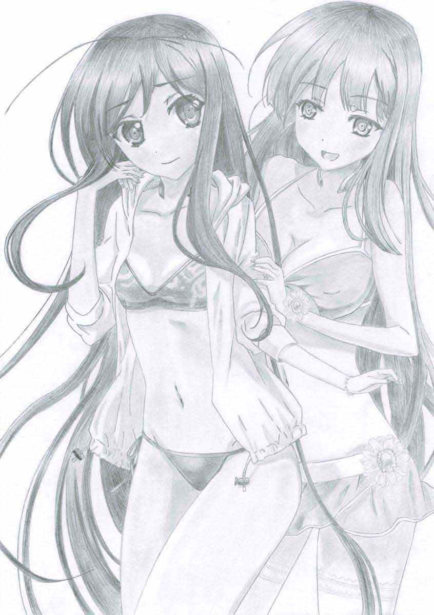 Realistic Pencil Drawing of Kuroyukihime and Fuuko Kurasaki from the Anime Accel World, by Transgender Artist Sophie Lawson