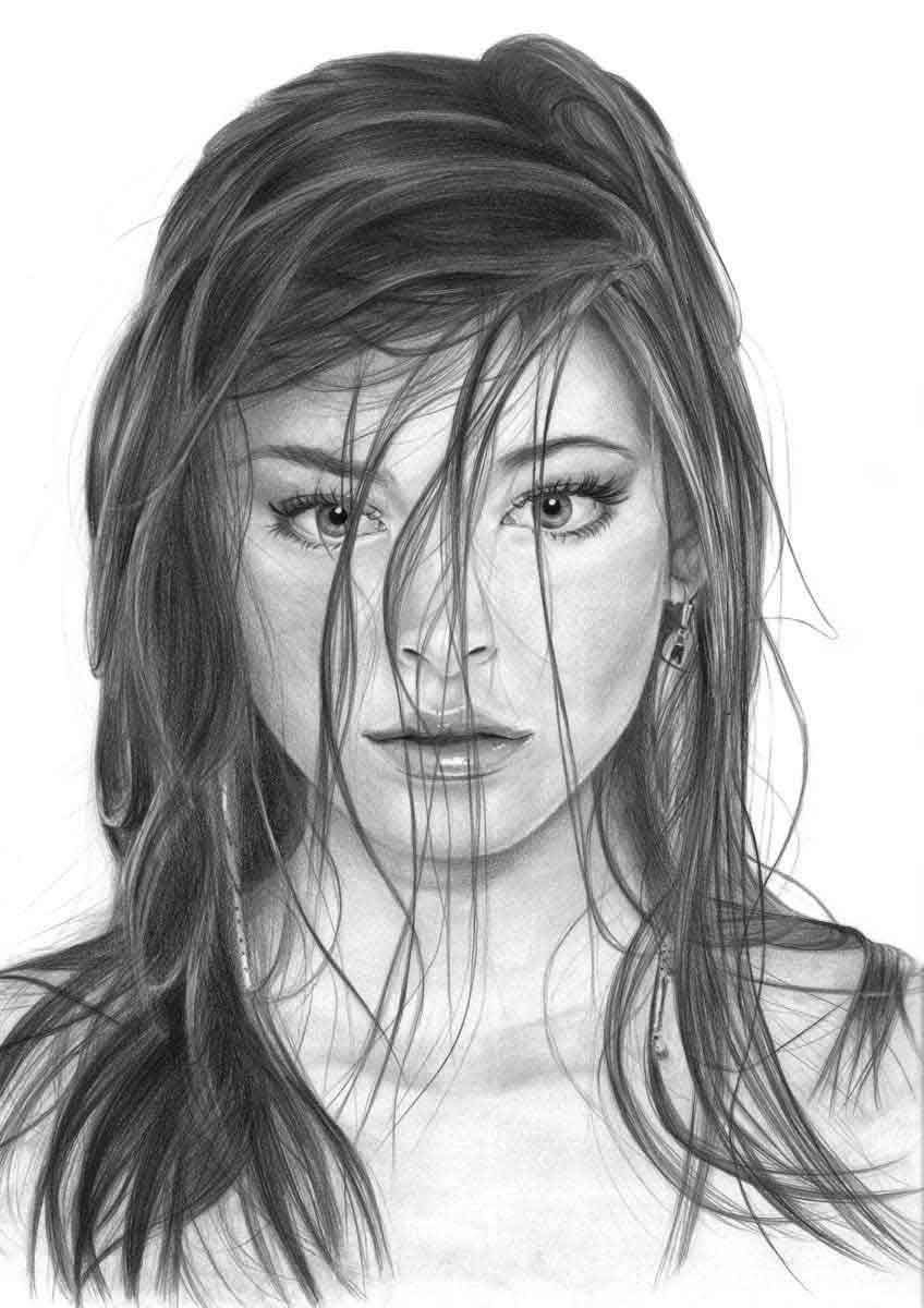 Realistic Pencil Drawing of Actress Kristin Laura Kreuk, by Transgender Artist Sophie Lawson
