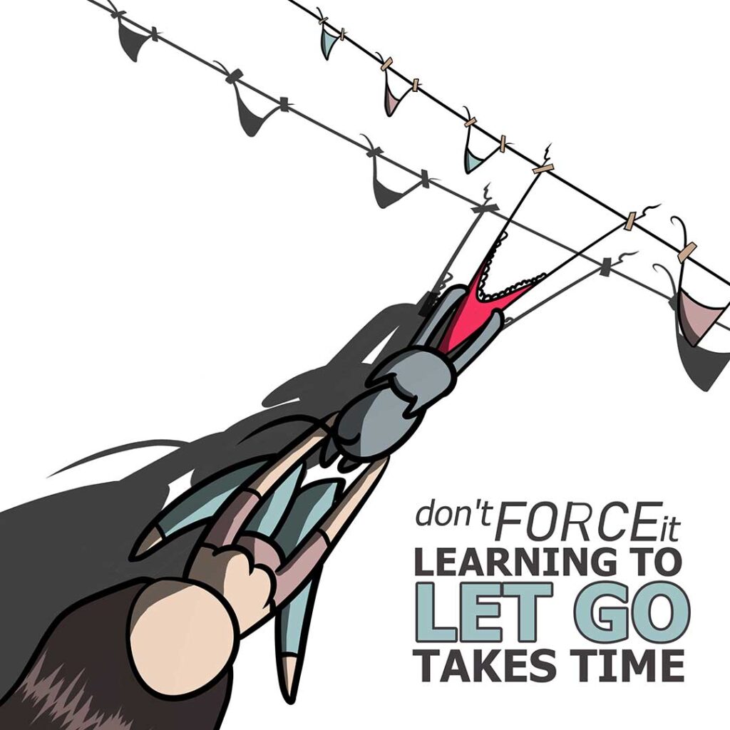 Alternative Version - Affirmation 5: Don't Force It, Learning Top Let Go Takes Time, with lilSOPHiE - Digital Painting by Transgender Artist Sophie Lawson