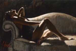 Paola on the Couch by Inspirational Artist Fabian Perez